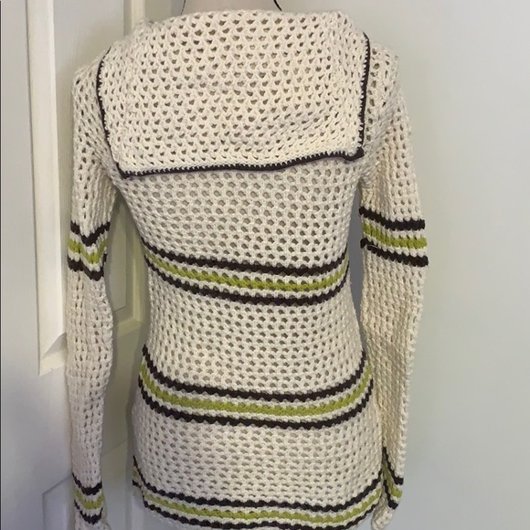 Banana Republic Ivory Cream Long Sleeve Stripe Cardigan Sweater Top - Picture 4 of 9